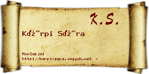 Kárpi Sára névjegykártya