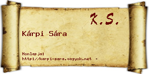 Kárpi Sára névjegykártya